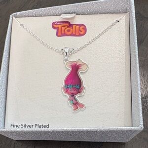 Trolls Kids Necklace with Pink and Silver Pendant
